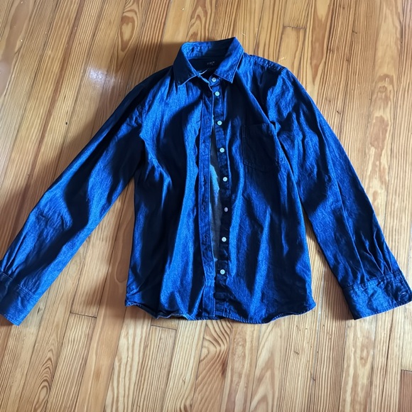 NWOT J. Crew dark blue denim chambray women’s button down shirt cotton M - Picture 2 of 9
